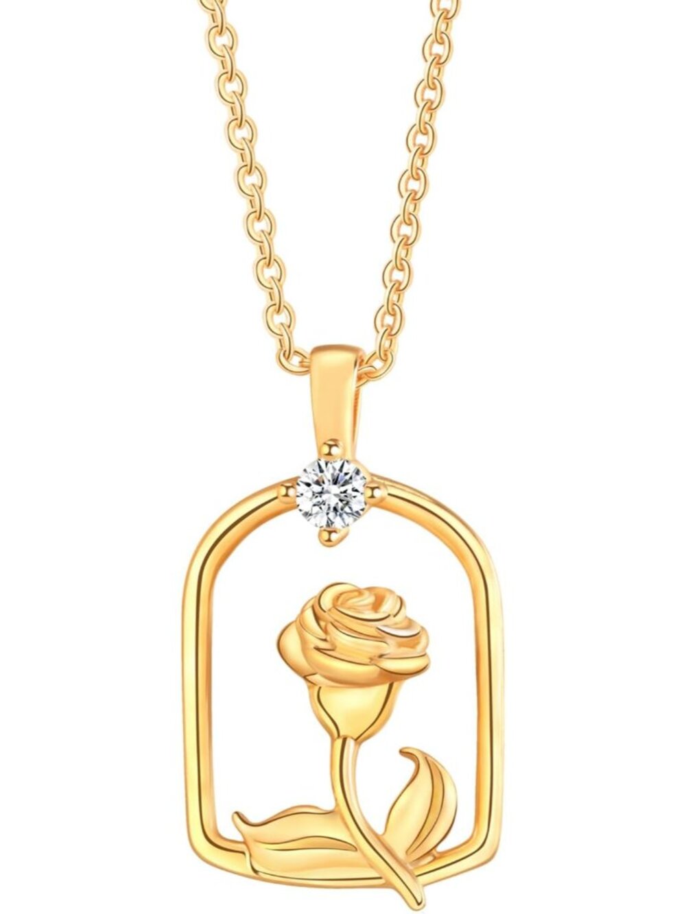 Gold Plated Pendant Necklaces for Women Cubic Zirconia Accent 18 Inch Adjustable